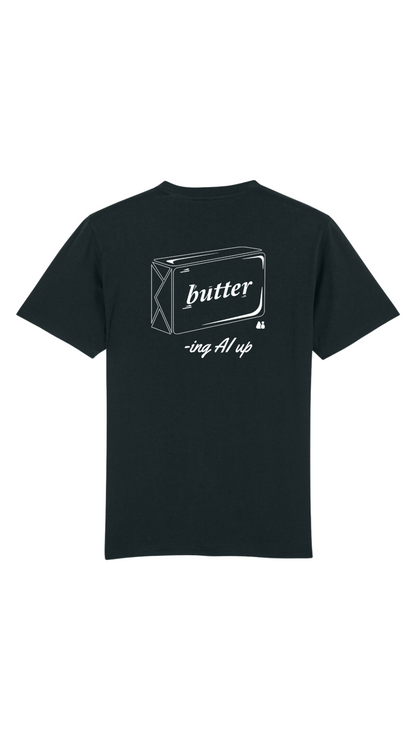 Buttering AI Up – Schwarzes, schweres T-Shirt mit normaler Passform