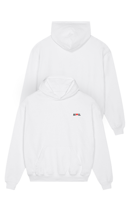 AI Loves U – White Oversized Hoodie