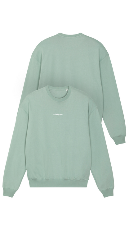 safety wins – Green Oversized Round Neck Sweatshirt