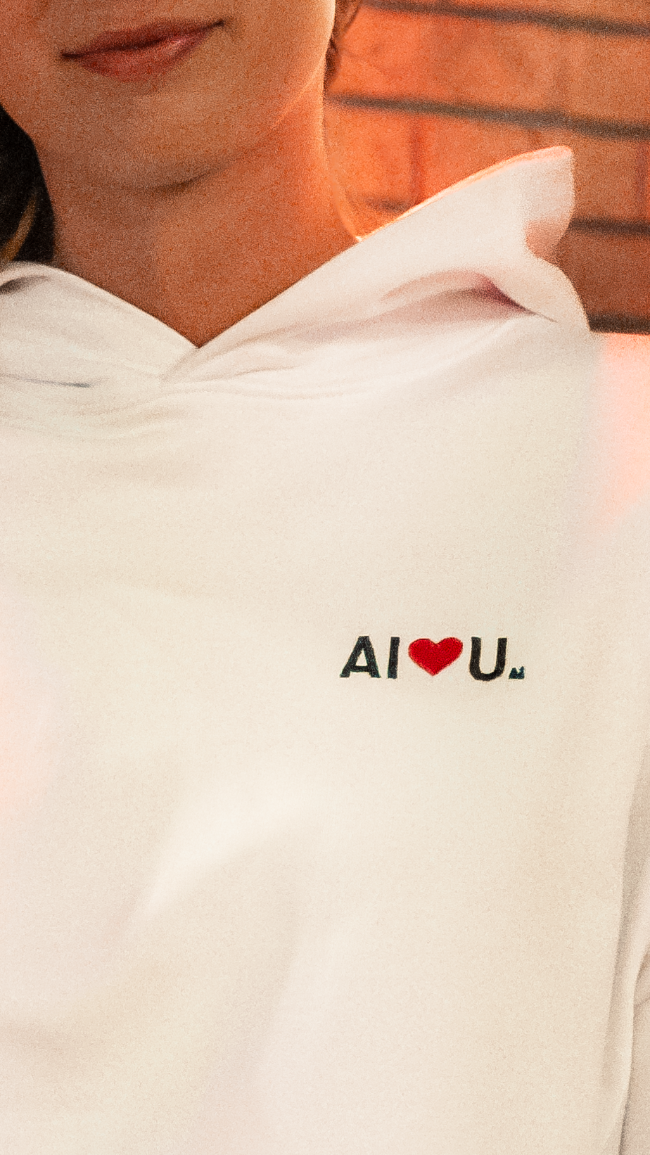 AI Loves U – White Oversized Hoodie