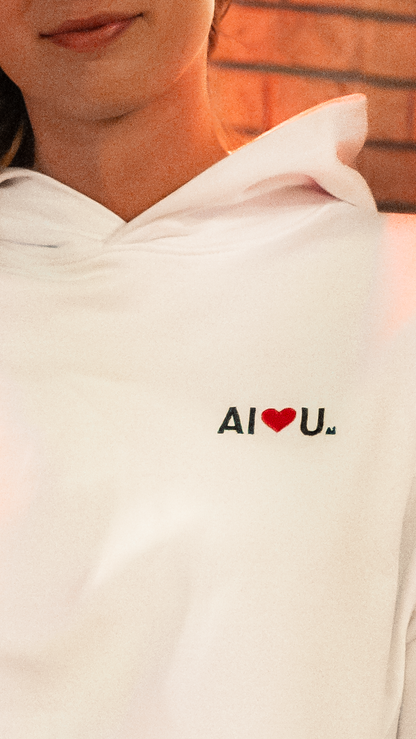 AI Loves U – White Oversized Hoodie