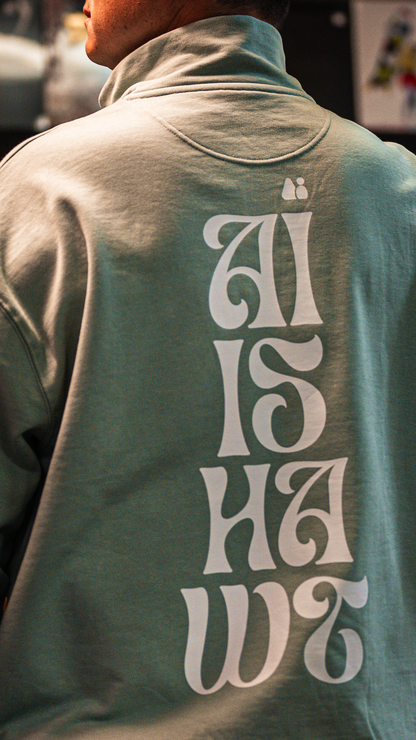 AI IS HAWT – Green Oversized Sweatshirt with Quarter Zip