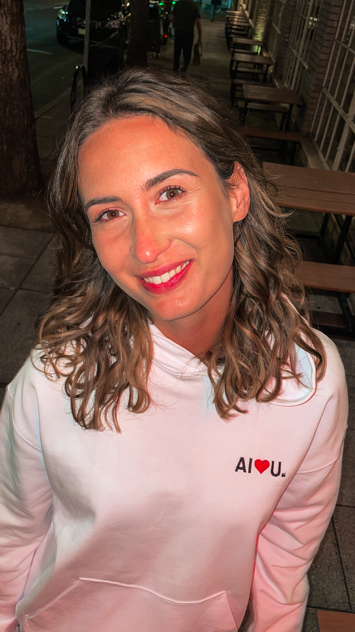 AI Loves U – White Oversized Hoodie